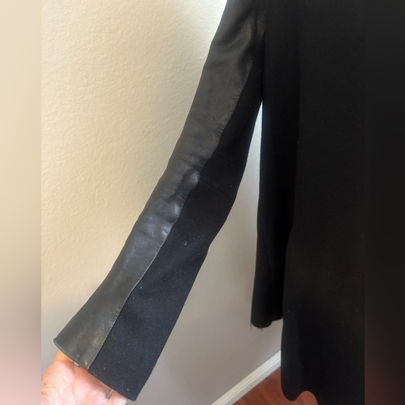 ALL SAINTS Hyde Monument Wool and Leather Blend Coat - Picture 13 of 15